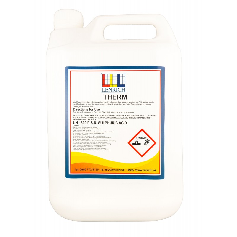THERM – Industrial fast acting drain cleaner  12 x 1 Litres 